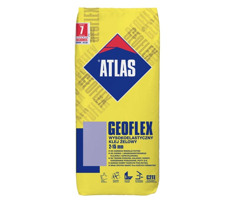ATLAS GEOFLEX - HIGHLY FLEXIBLE GEL TILE ADHESIVE 2-15 mm (C2TE TYPE) GREY - POLHOUSE